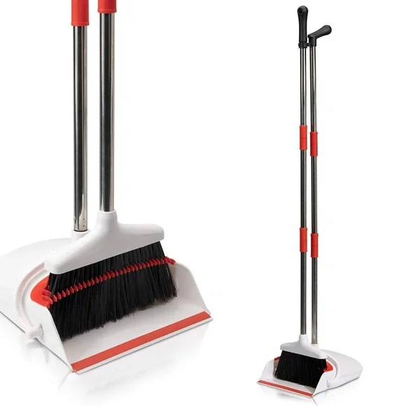 Broom and Dustpan Set Adjustable Self Cleaning - Picture 2 of 4